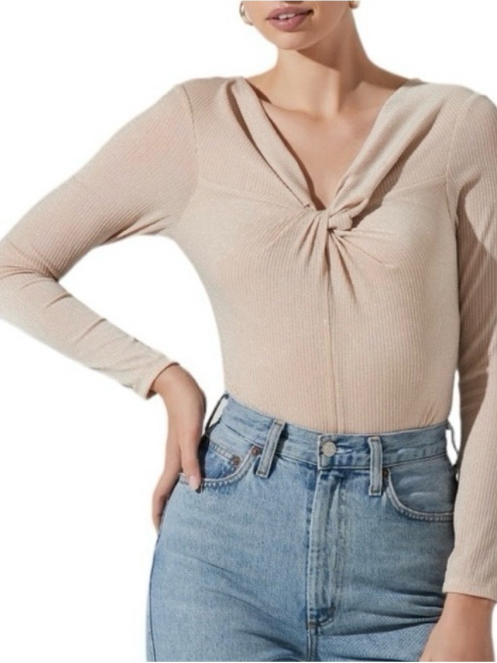 NWT! #861 Anthropologie ASTR The Label Reece Pink Shine Twist-Front Bodysuit